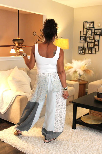 POL Sea Foam Patchwork Pants