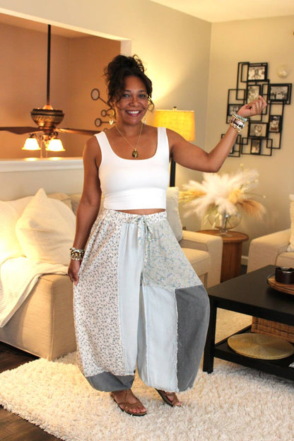 POL Sea Foam Patchwork Pants