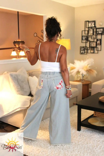 POL Vintage Wash Garden Of Serenity Denim Pants