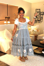 Load image into Gallery viewer, POL Whimsical Floral Dreams Denim Dress
