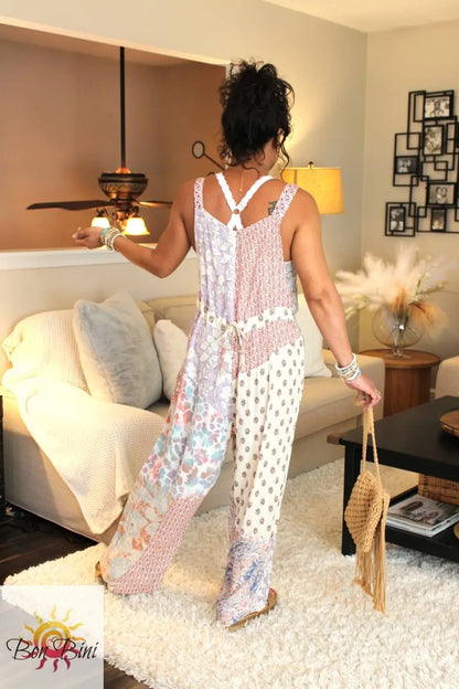 BB Pastel Mosaic Boho Patchwork Overalls