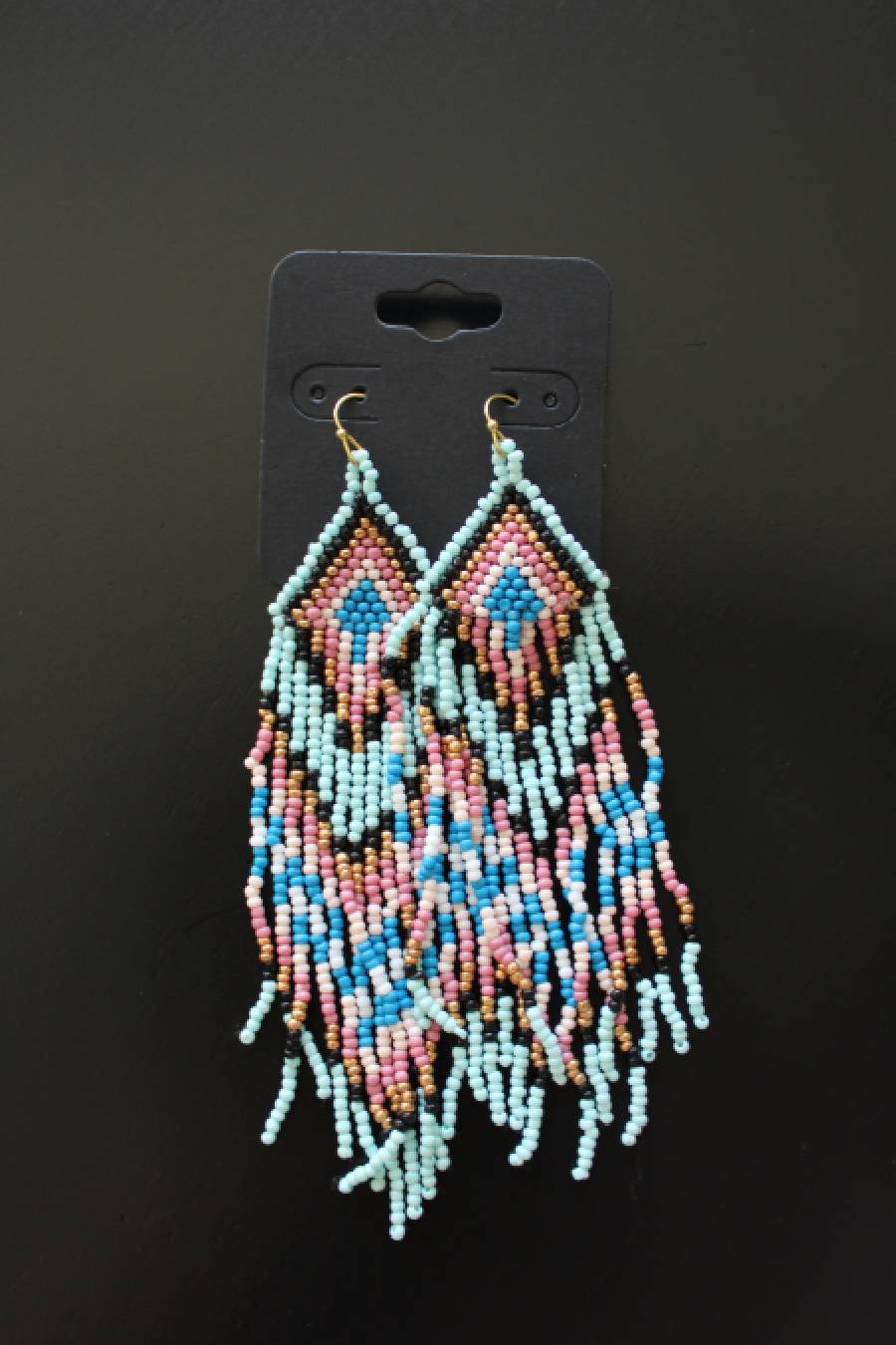 Pastel Southwest Seed Bead Fringe Earrings