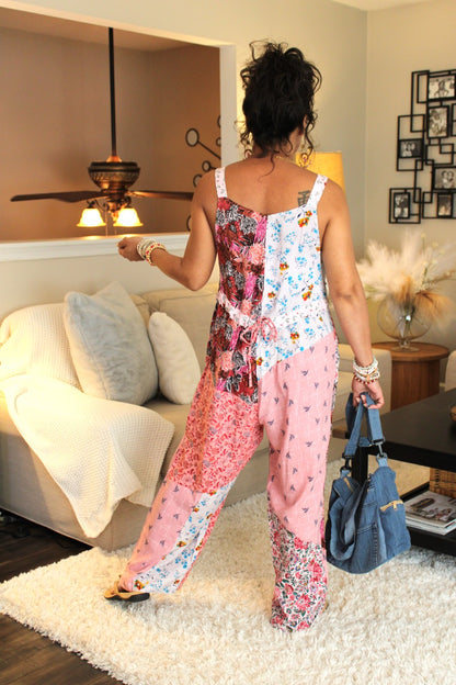 BB Pink Gorgeousness Patchwork Overalls