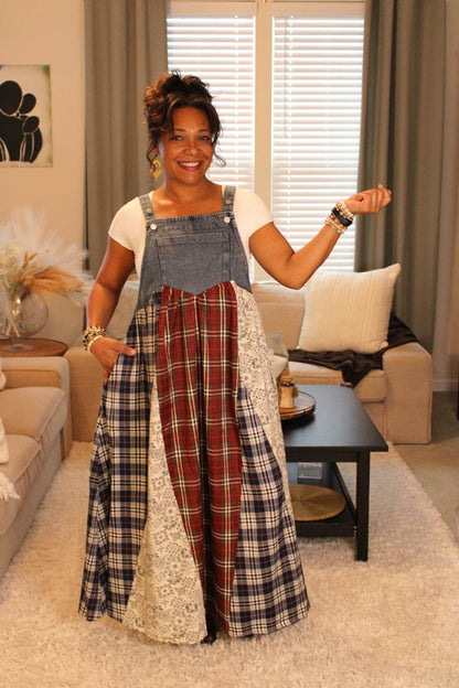 Plaid Dreams Patchwork Overall Dress