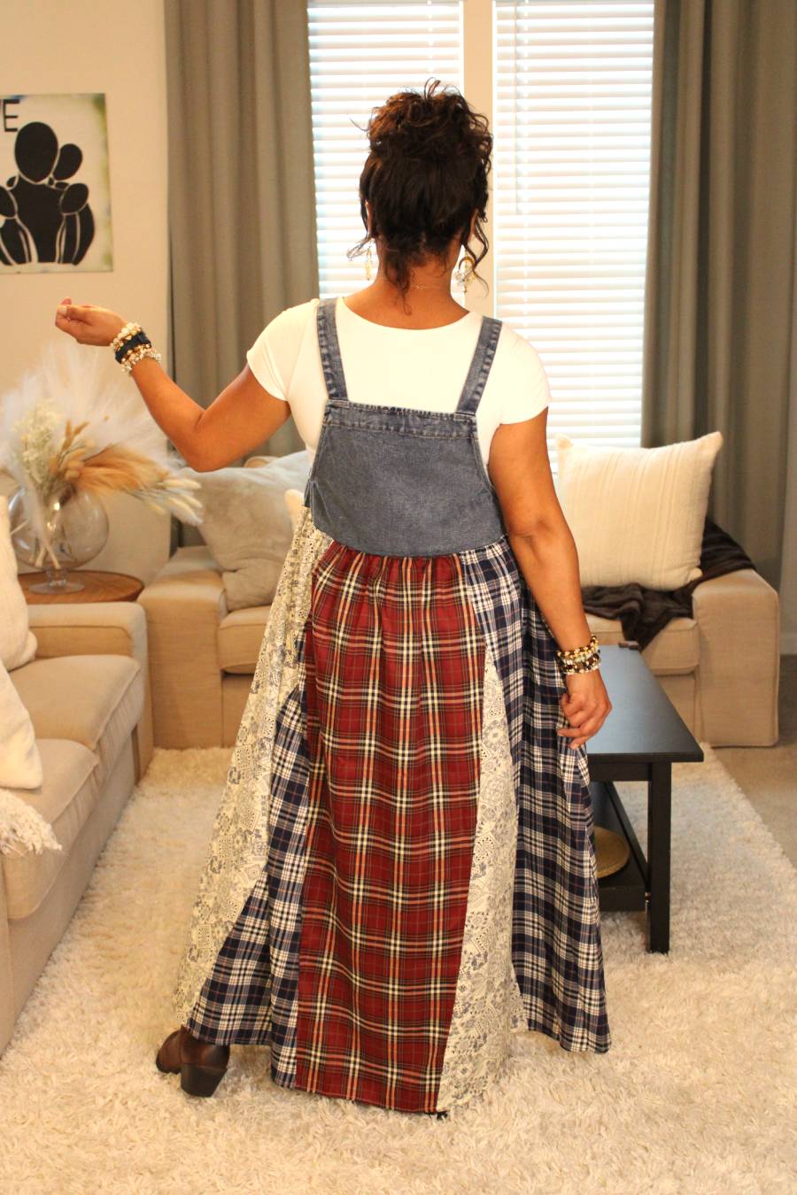 Plaid Dreams Patchwork Overall Dress