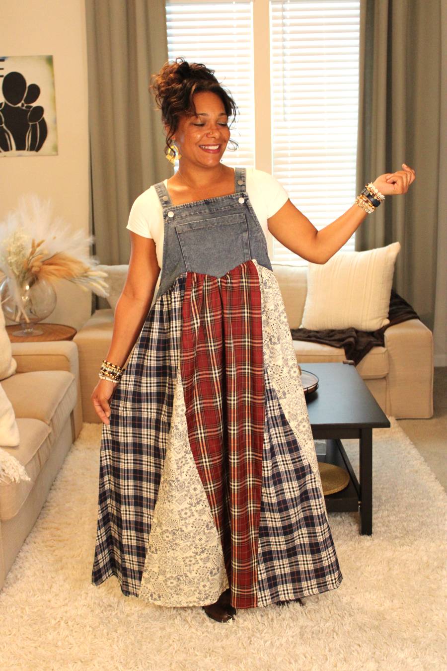 Plaid Dreams Patchwork Overall Dress
