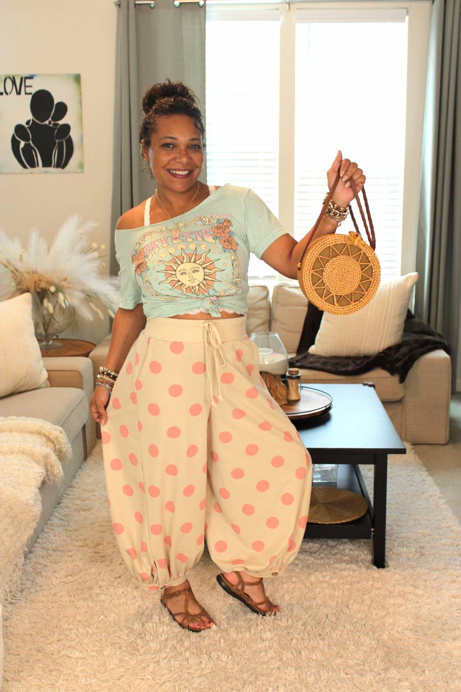 Polka Dot French Terry Balloon Pants