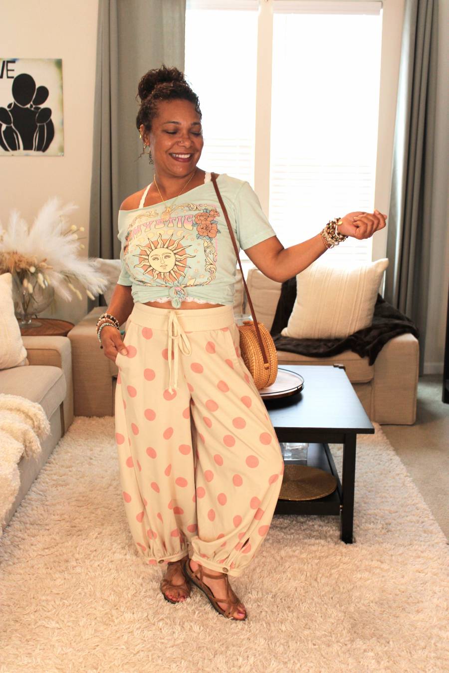 Polka Dot French Terry Balloon Pants