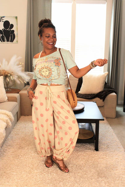 Polka Dot French Terry Balloon Pants