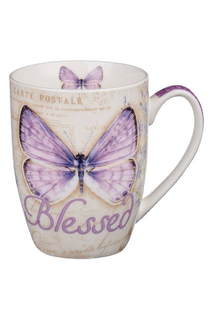 Purple "Blessed" Butterfly Mug
