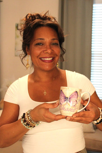 Purple "Blessed" Butterfly Mug
