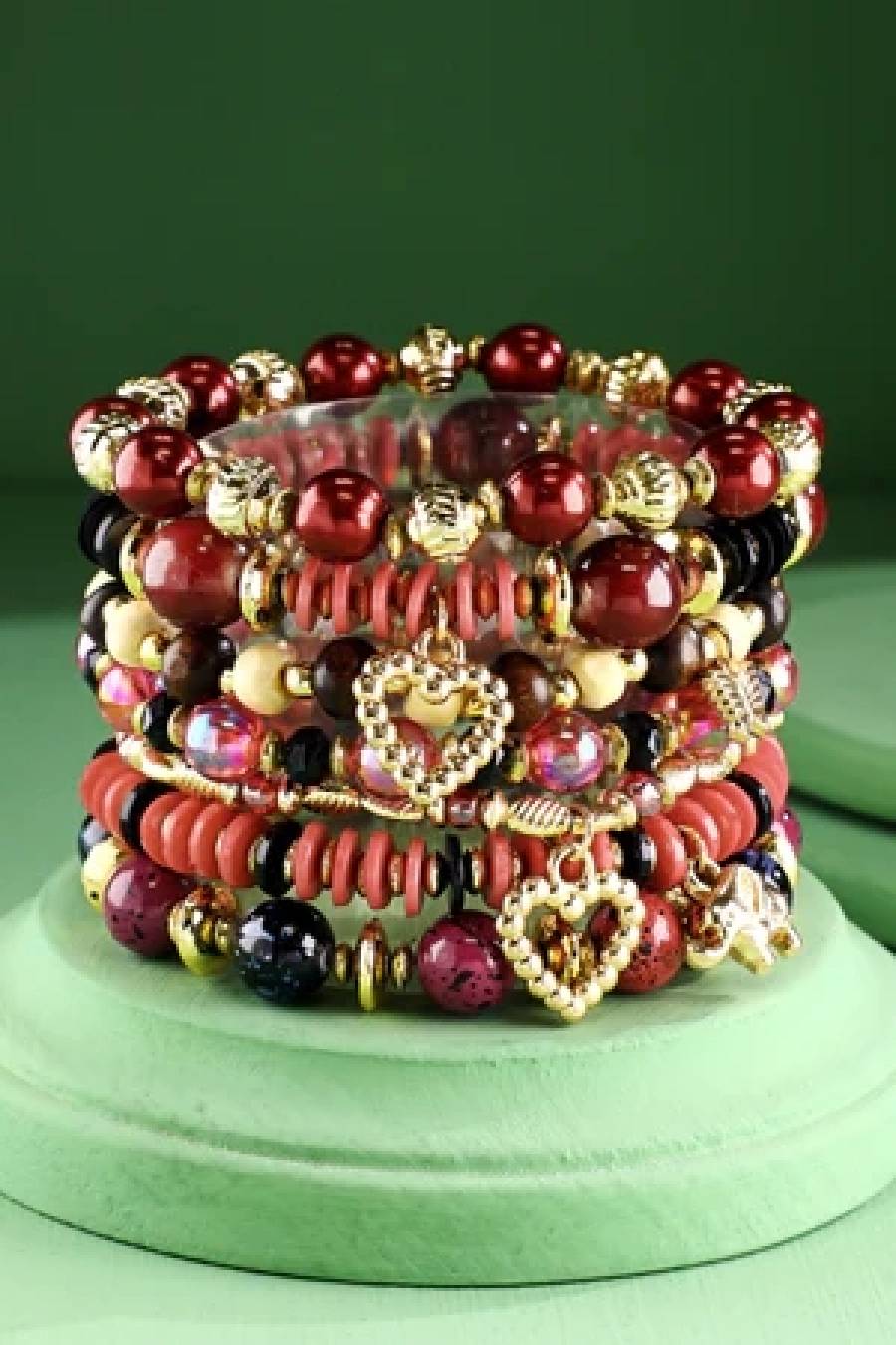 Red Wine Bohemian Stack Bracelets