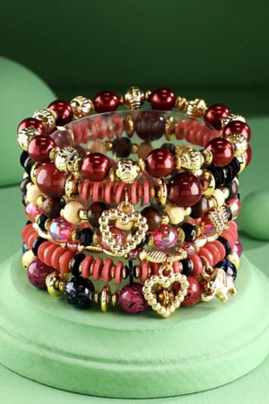 Red Wine Bohemian Stack Bracelets