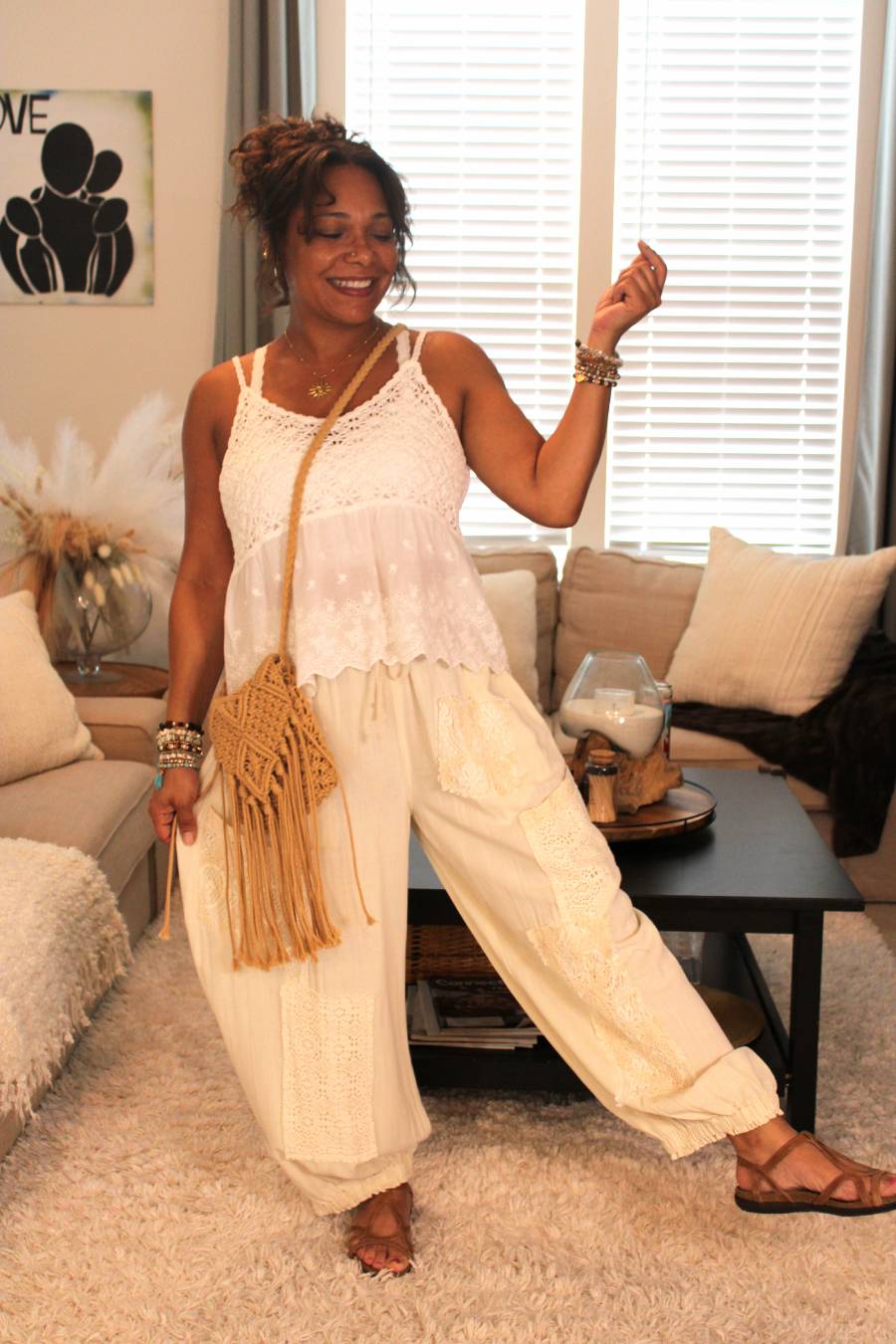 Simple, Summer, Lace Linen Balloon Joggers
