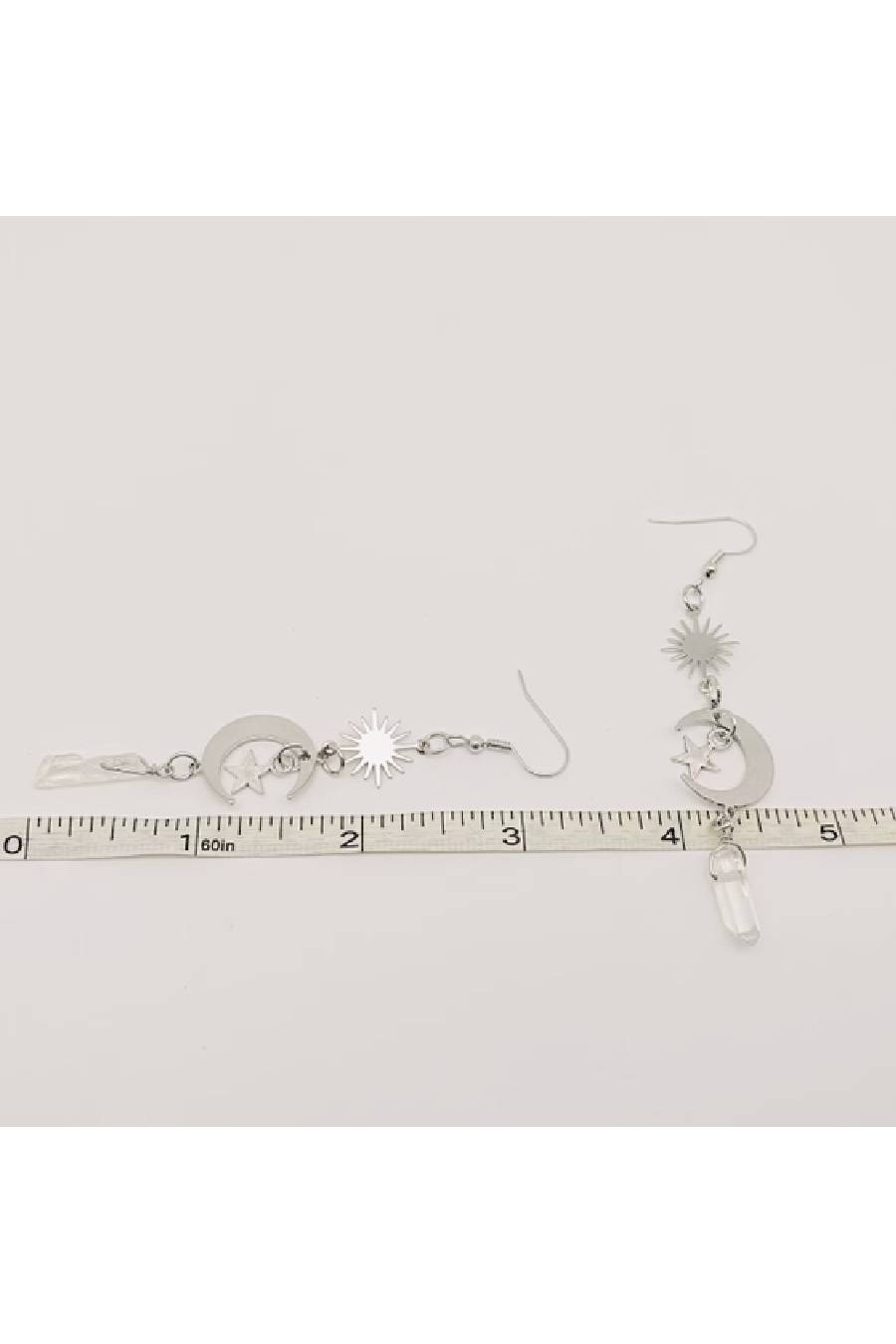 Silver Stars Crystal Dangle Earrings