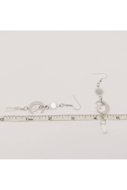 Silver Stars Crystal Dangle Earrings