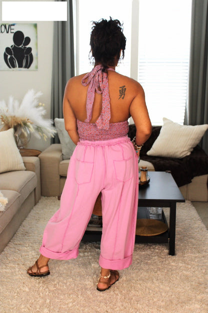 Blossoms Cotton Halter Top