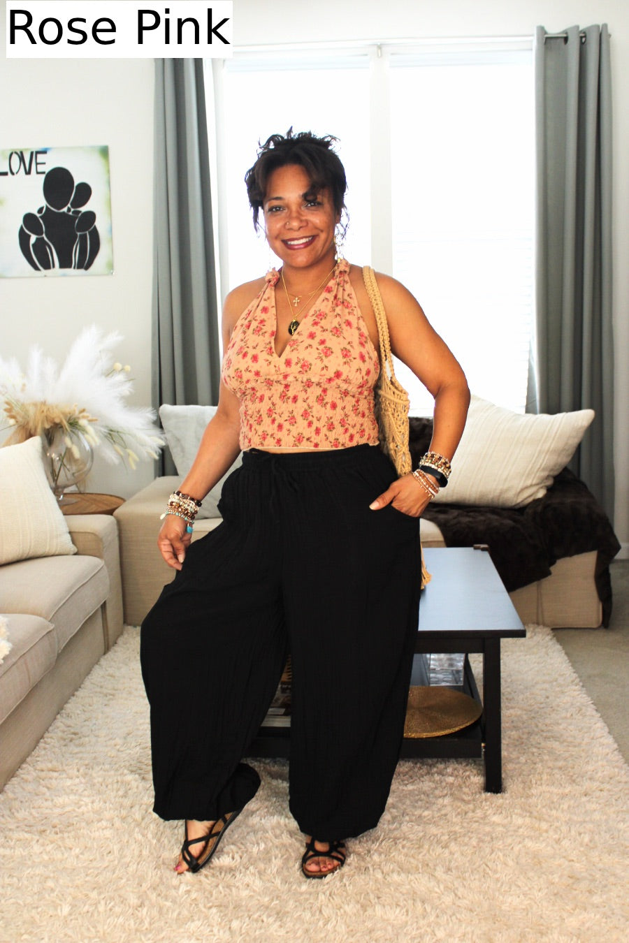 Blossoms Cotton Halter Top