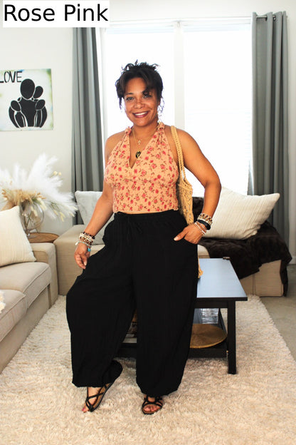 Blossoms Cotton Halter Top