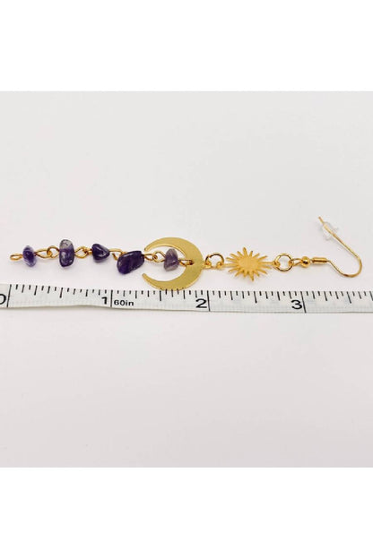 Sol Purple Asymmetric Crystal Earrings