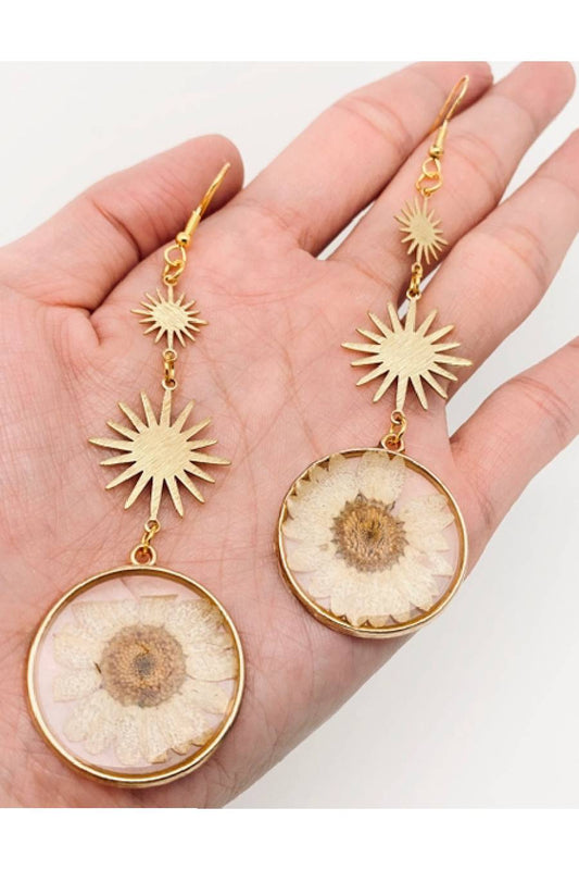 Solar Flare Daisy Pendant Earrings