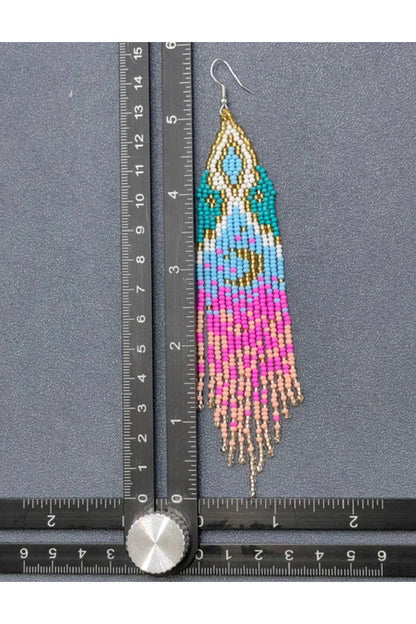 Starry Sky Seed Beads Fringe Earrings