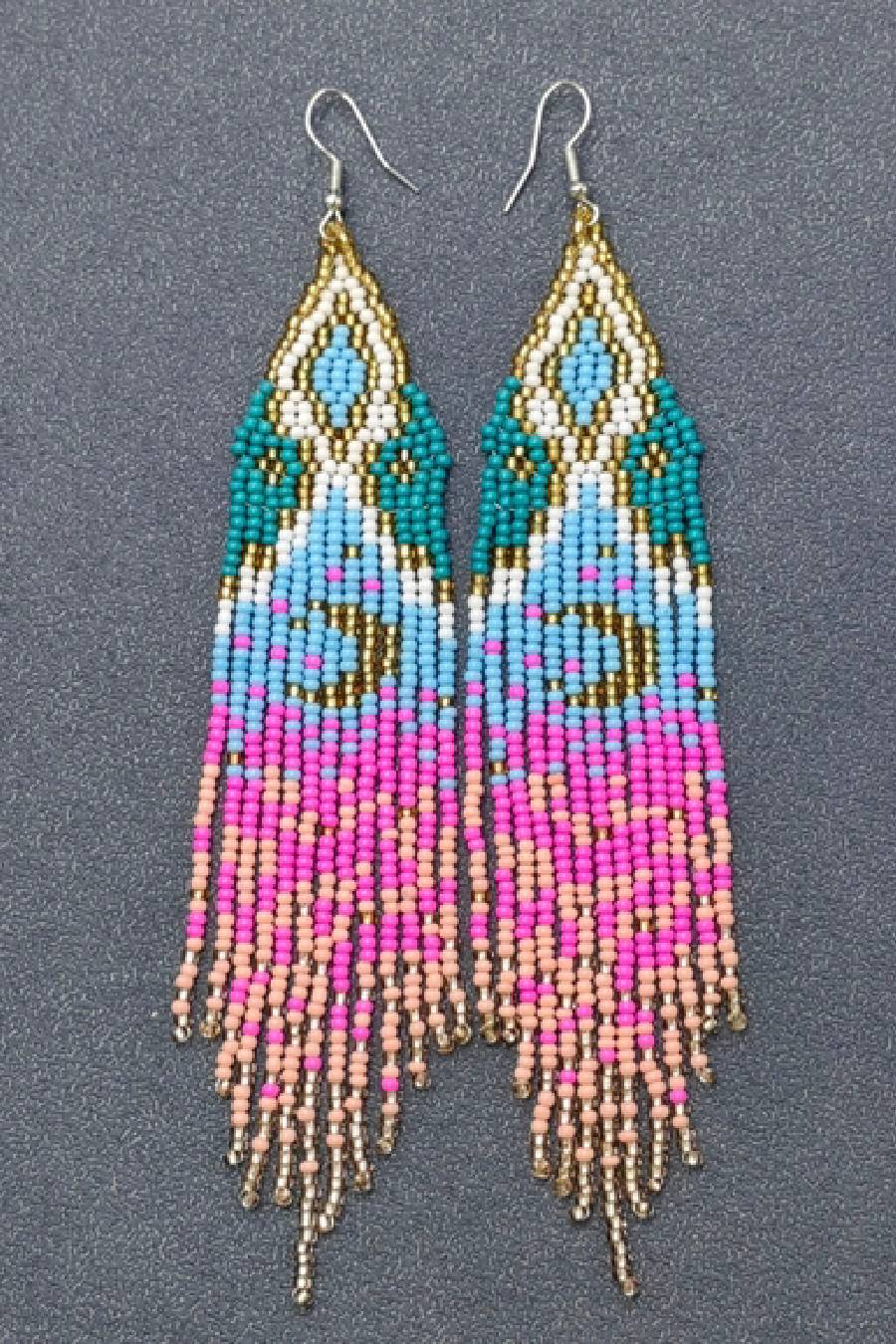 Starry Sky Seed Beads Fringe Earrings