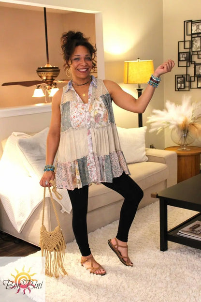 YT Spring Meadow Sleeveless Jhabla Top
