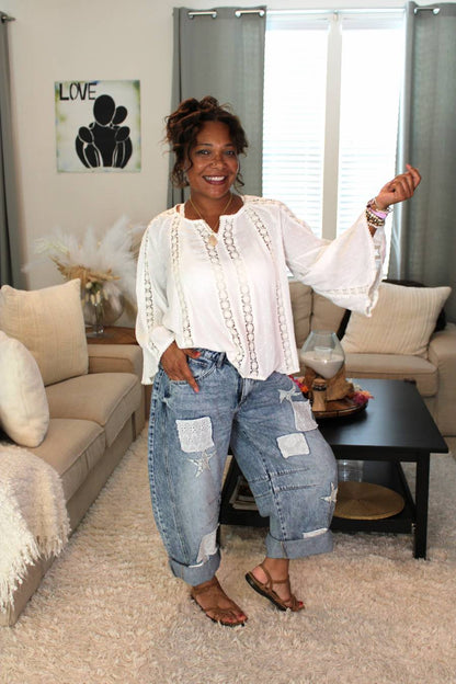Stars & Patches Barrel Jeans