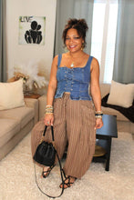 Load image into Gallery viewer, Melody Lace-Up Denim Corset Top
