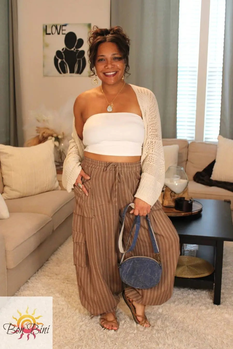 Striped Mocha Convertible Cargo Pants