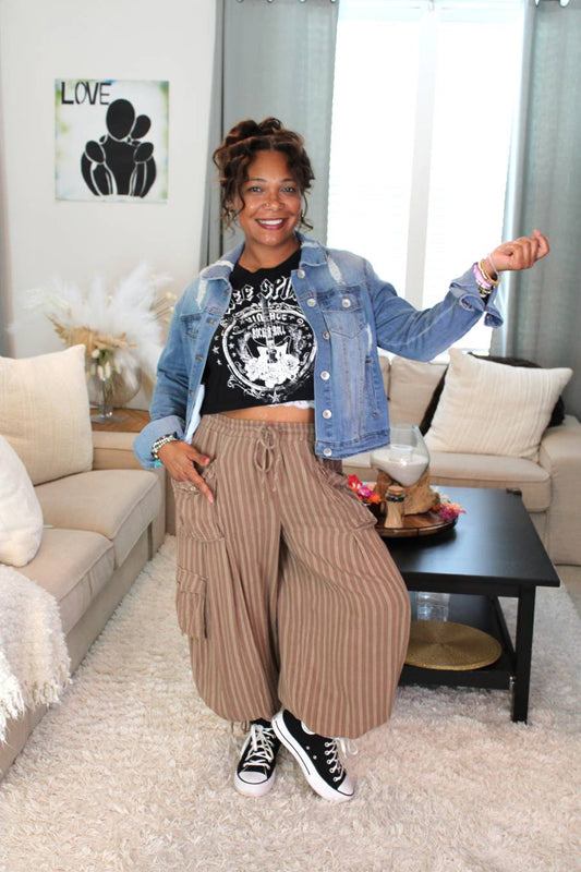 Striped Mocha Convertible Cargo Pants