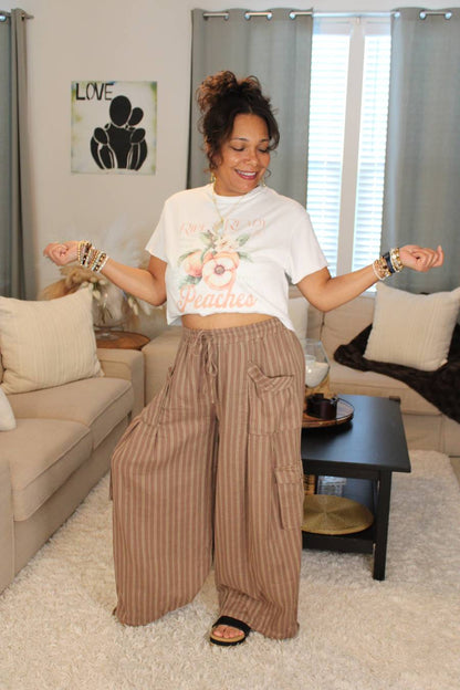 Peaches Vintage Style Long Crop Top