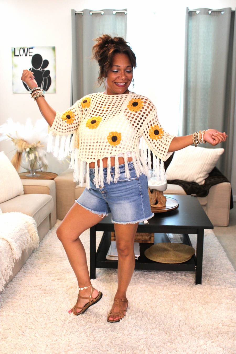 Sunflower Meadow Fringe Top