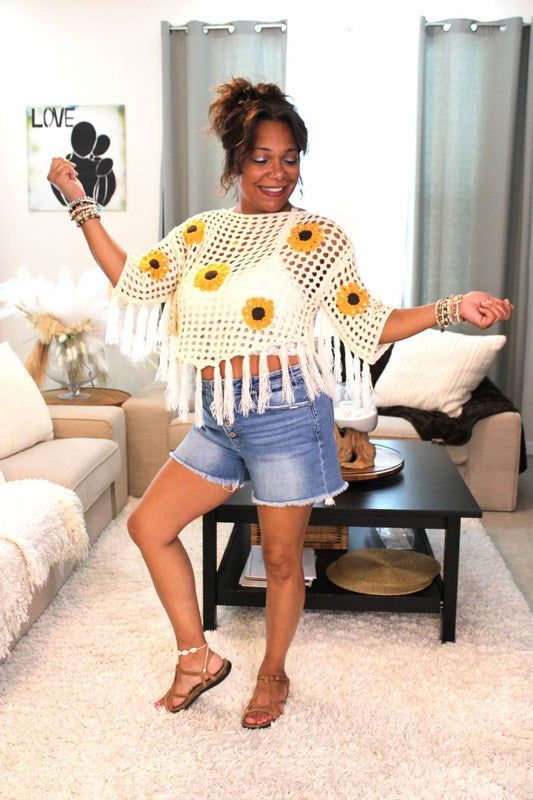 Sunflower Meadow Fringe Top