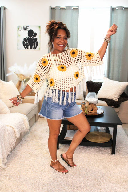 Sunflower Meadow Fringe Top