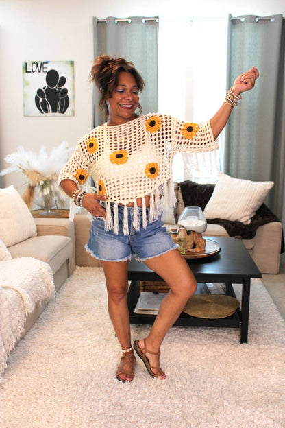 Sunflower Meadow Fringe Top