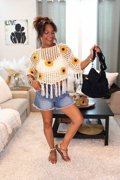 Sunflower Meadow Fringe Top