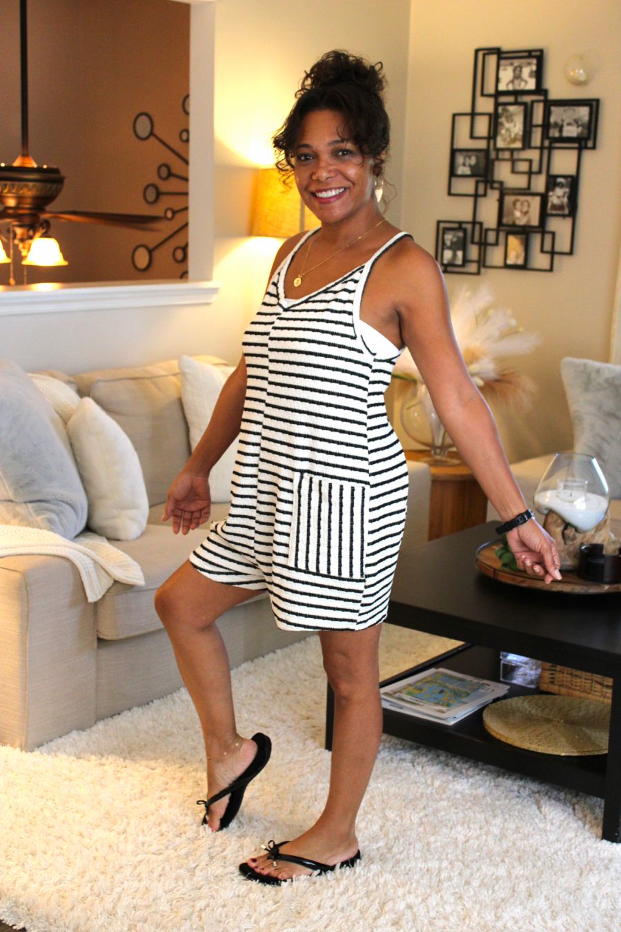 V-Neck Stripe Romper