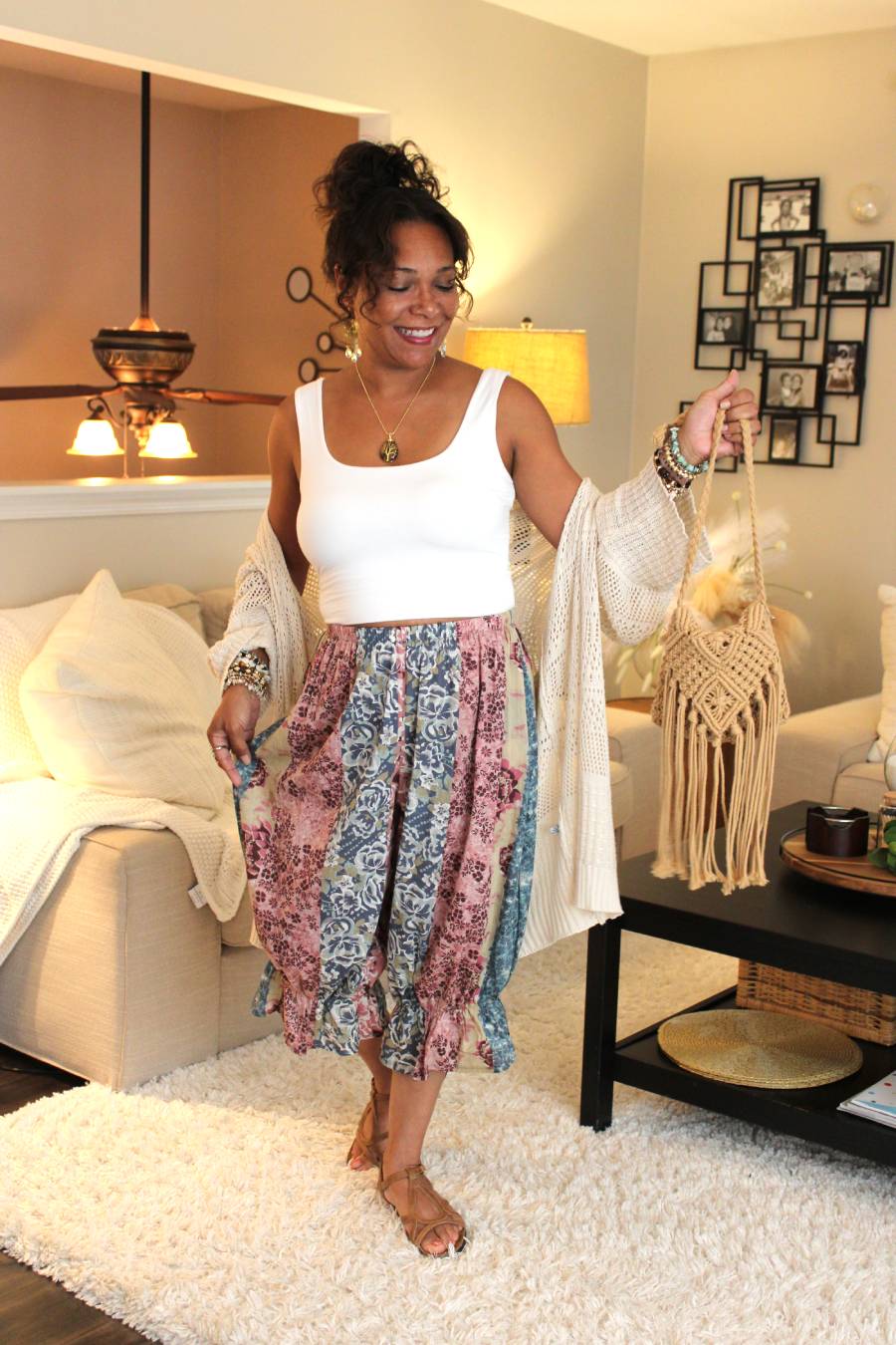 Vintage Pastels Bloomer Midi Capri Shorts