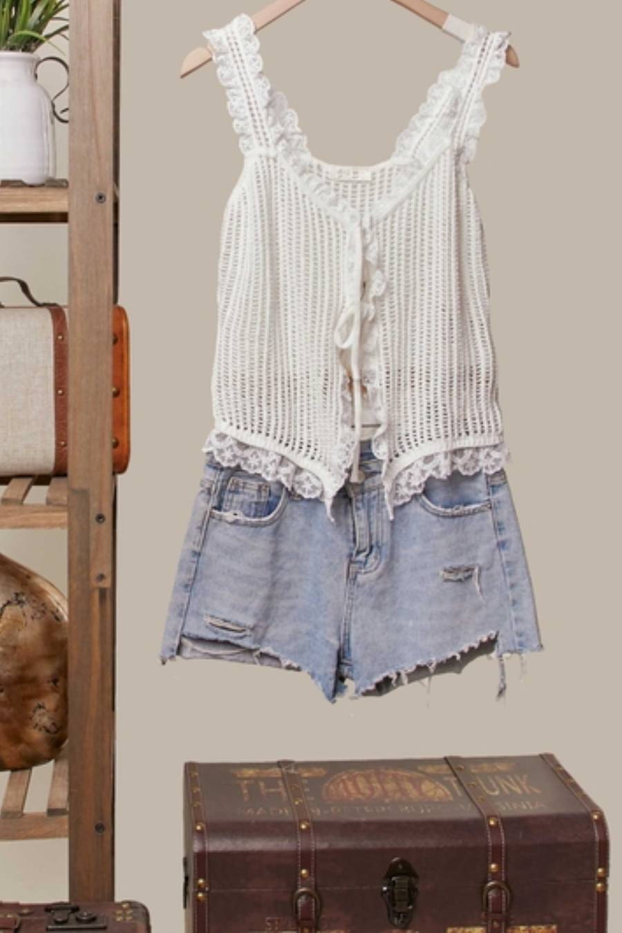 White Lace Knit Vest