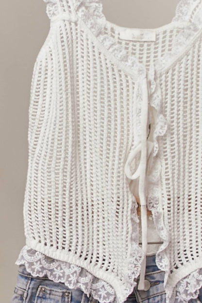 White Lace Knit Vest
