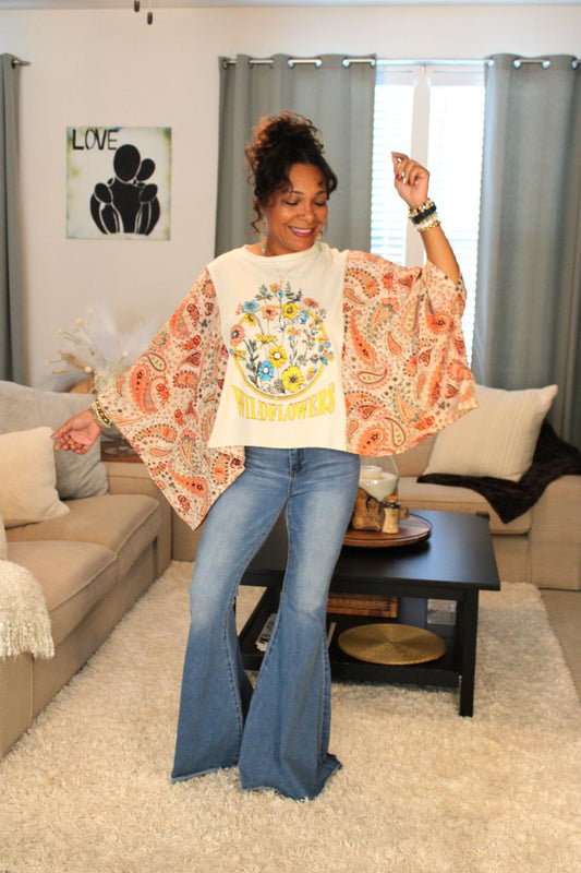 Wildflowers Poncho Sleeve Top