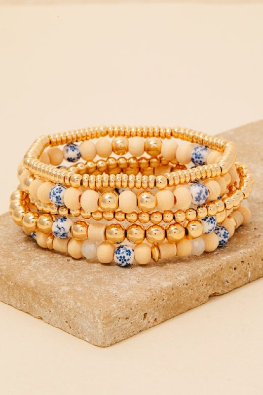Sand & Blue Flowers Boho Bracelets