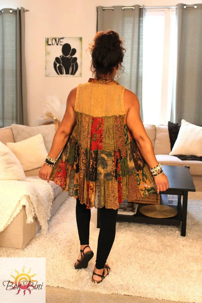 YT Earthy Boho Sleeveless Jhabla Top