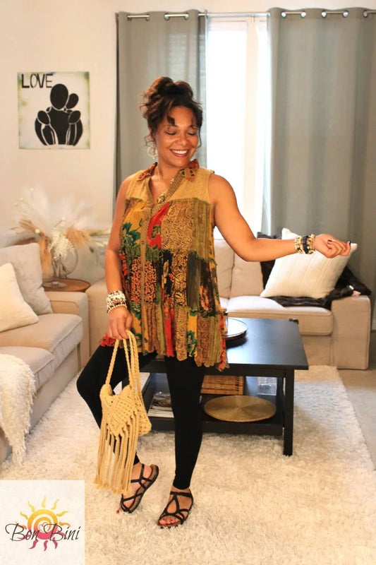 YT Earthy Boho Sleeveless Jhabla Top