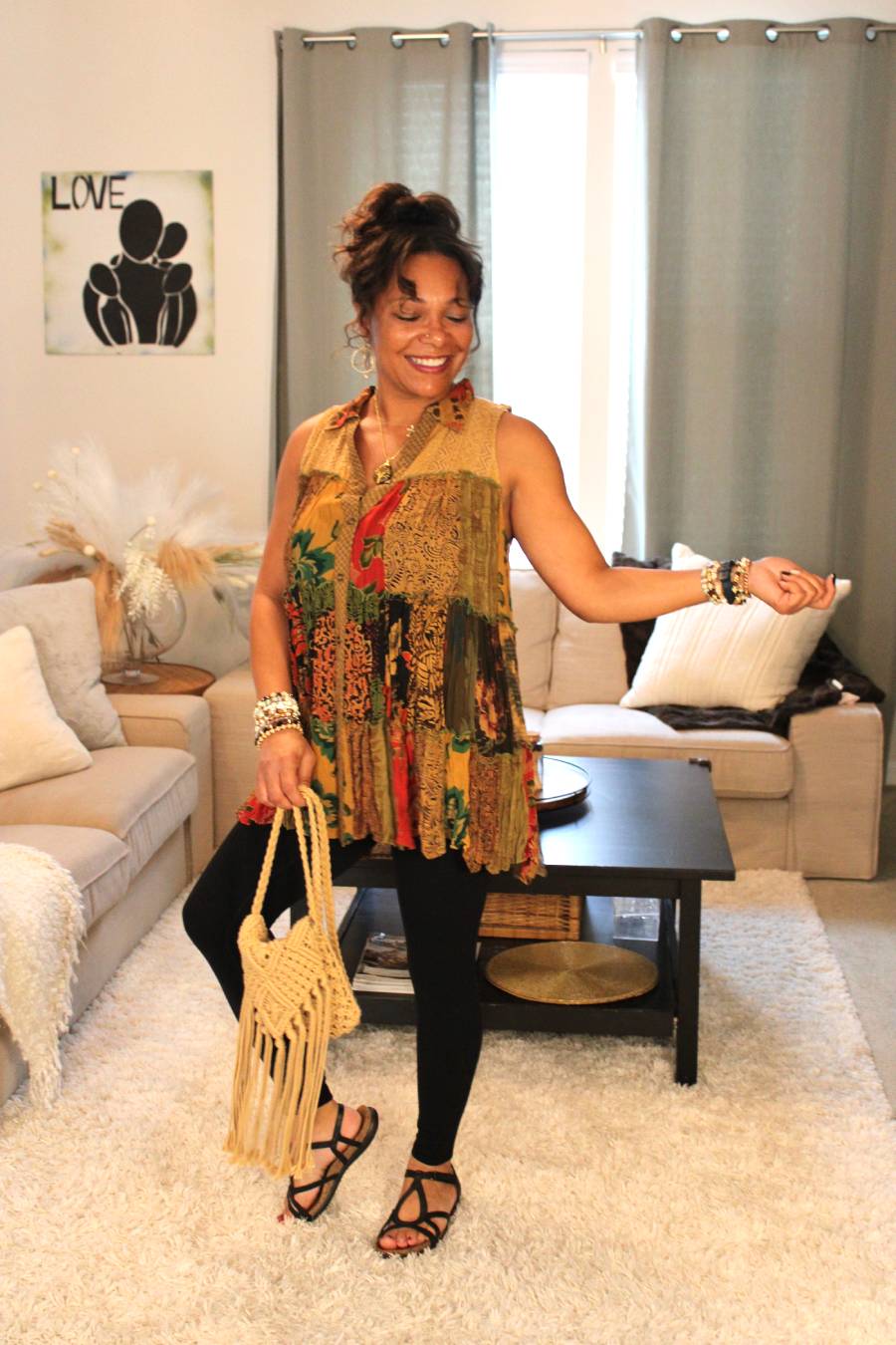 YT Earthy Boho Sleeveless Jhabla Top