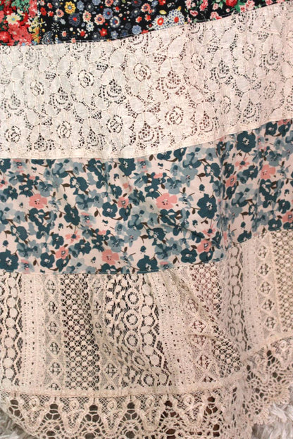 YT Flowers & Lace Maxi Skirt