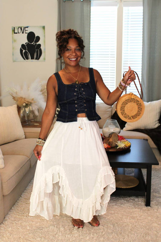 YT Frill Paradise Midi Skirt