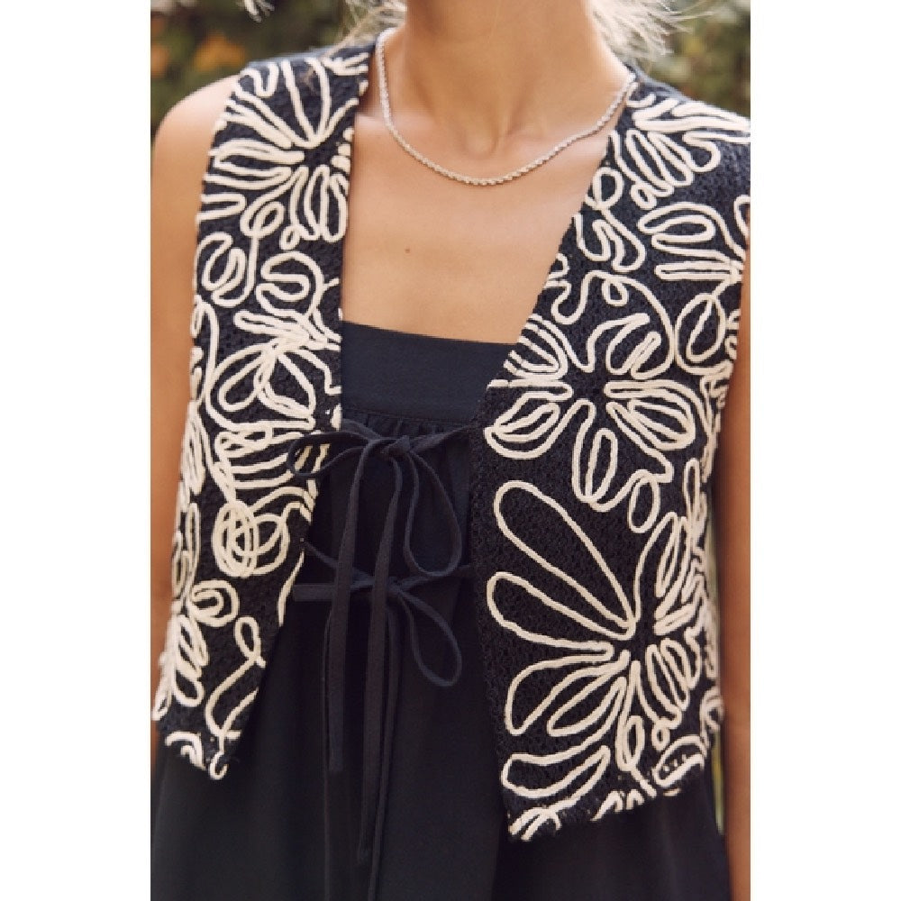 Abstract Embroidered Vest